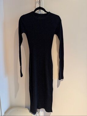 Zadig & Voltaire Black Sparkle Long-Sleeve Knit Midi Dress
